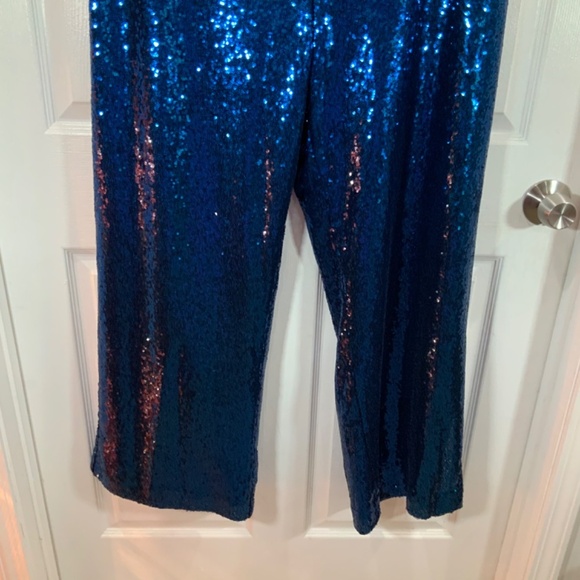 New York & Company Sequin Blue Wide Leg Party Holiday Pants Plus Size XXL NEW - Picture 5 of 12